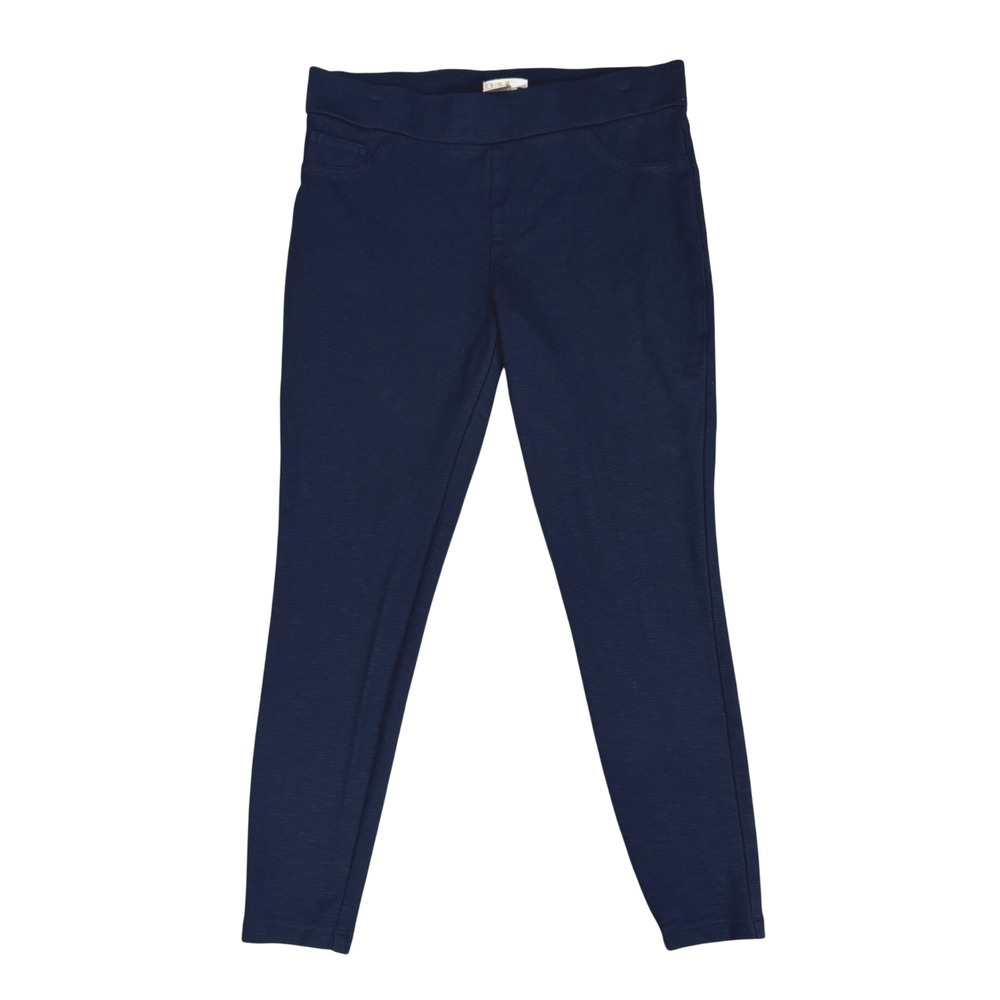 Matty M Navy Blue Slub Ponte Knit Pull On Leggings Textured Pants Large